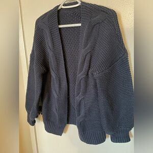 Chunky Knit Cardigan in Navy Blue